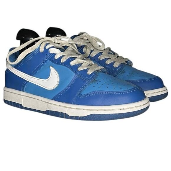 Boys Nike Dunk Low Retro QS "Argon" Leather Sneaker Shoes Size 6 Blue Walking - Picture 3 of 6